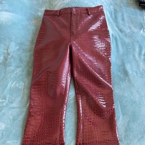 Motel Rocks Croc Leather Trousers - Red